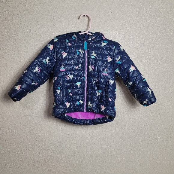Cat & Jack Unicorn Puffer Lined Coat Toddler Size 18 M - Picture 2 of 6